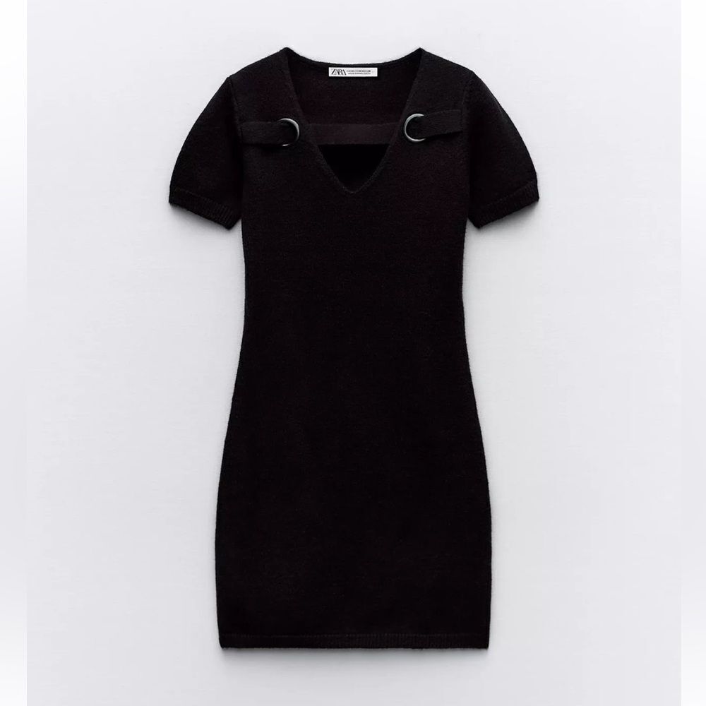 Zara Black Mini Dress with Short Sleeves